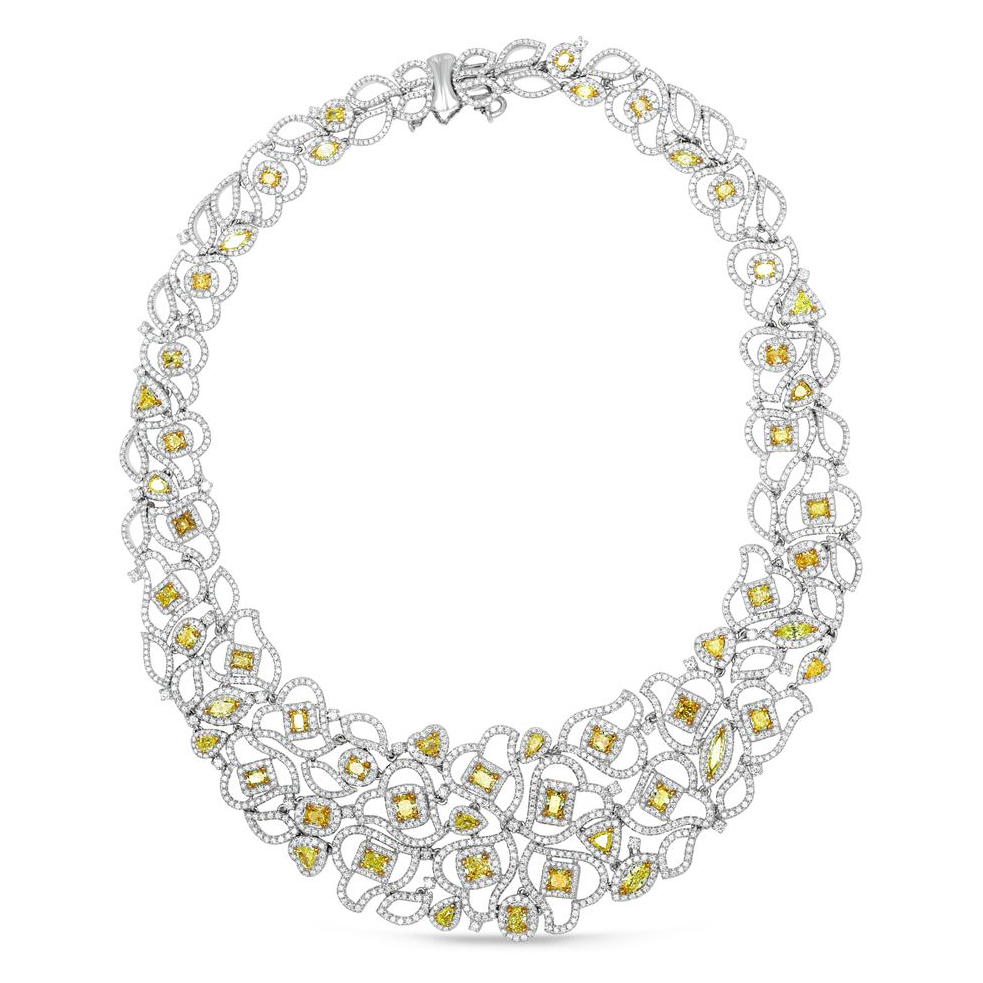 Mixed Shape Yellow Diamond Necklace — view 1