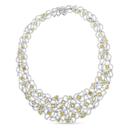 Mixed Shape Yellow Diamond Necklace — view 1