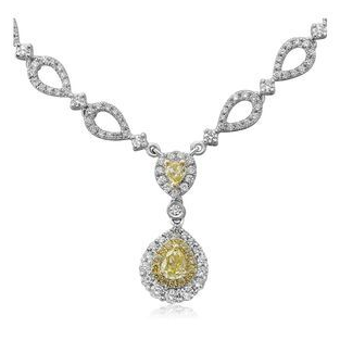 Pear Shape Fancy Yellow Diamond Necklace — view 1