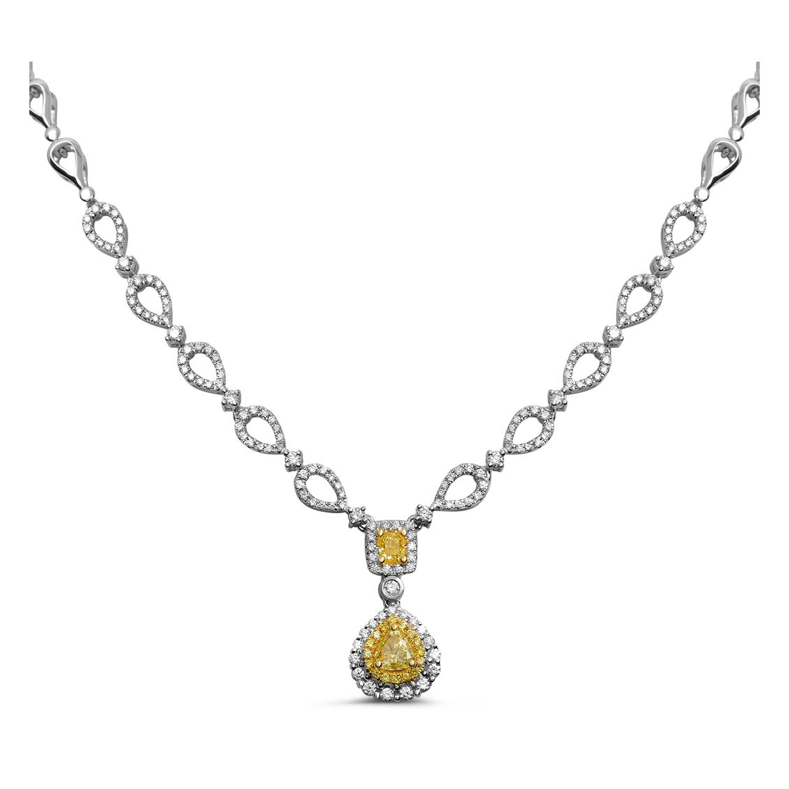 Two Tone Diamond Pave Drop Necklace — view 1
