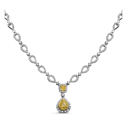 Two Tone Diamond Pave Drop Necklace — view 1