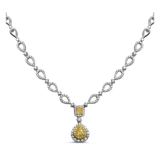 Two Tone Diamond Pave Drop Necklace — view 1