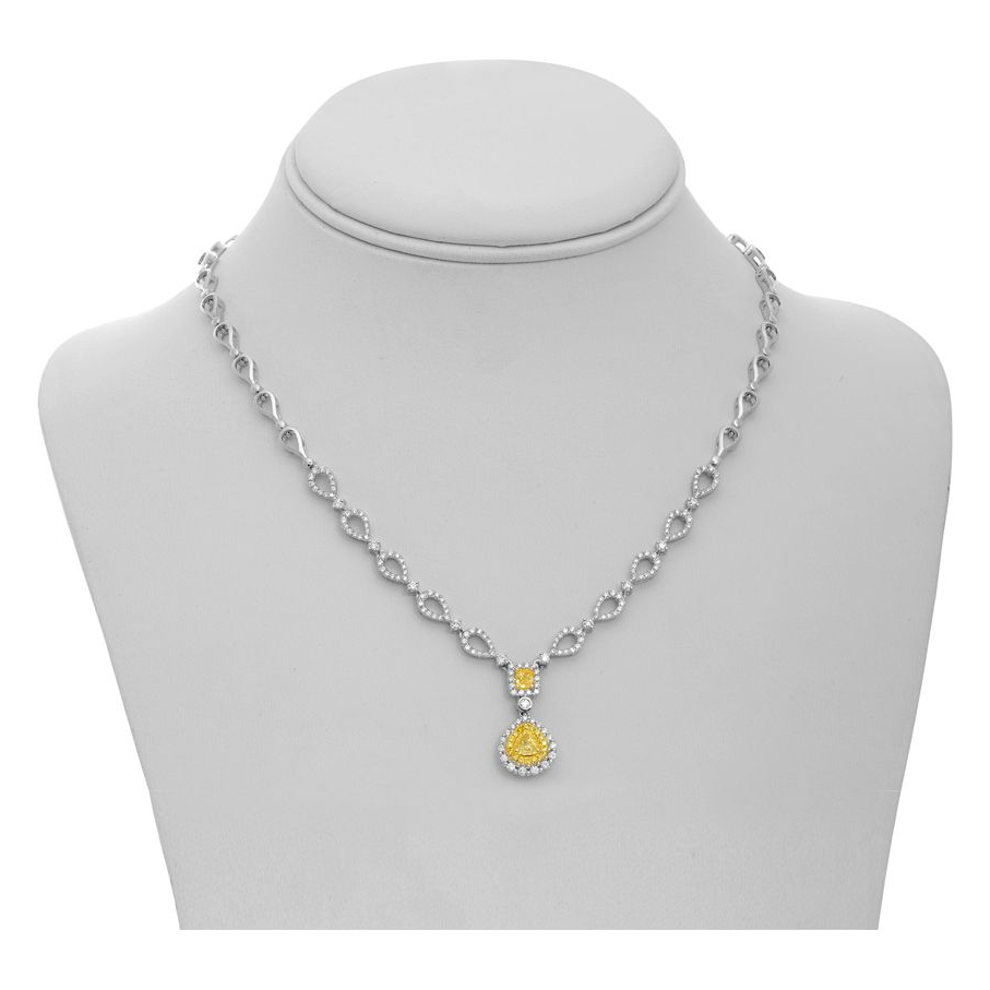 Two Tone Diamond Pave Drop Necklace — view 3