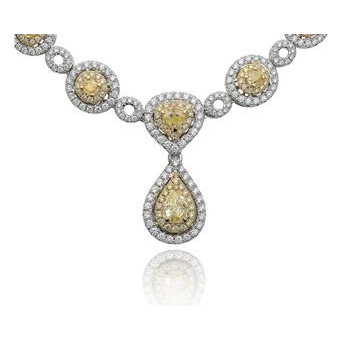 Hanging Pear Two Tone Diamond Necklace — view 2