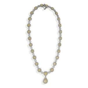 Hanging Pear Two Tone Diamond Necklace — view 1