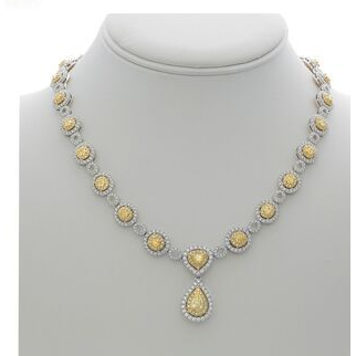 Hanging Pear Two Tone Diamond Necklace — view 3