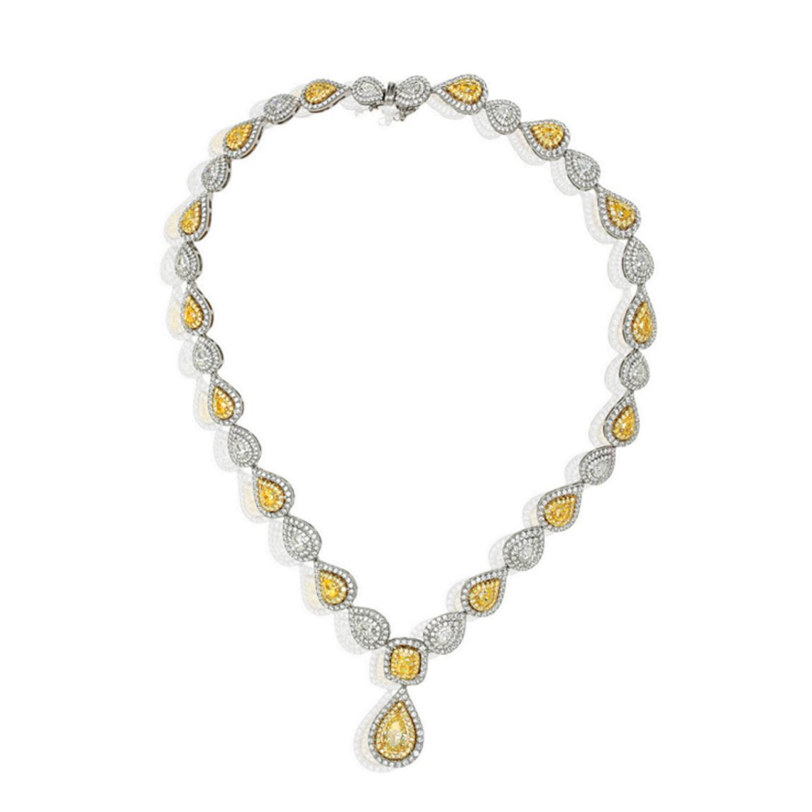 Mixed Shape Fancy Yellow Diamond Necklace — view 2