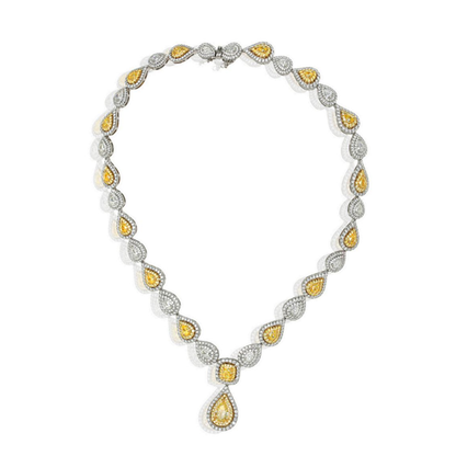 Mixed Shape Fancy Yellow Diamond Necklace — view 2