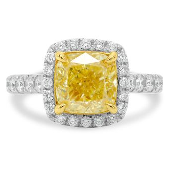Cushion Fancy Yellow Diamond Ring — view 1