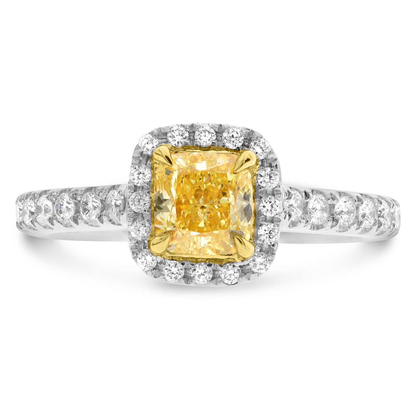 Cushion Fancy Yellow Diamond Ring — view 1