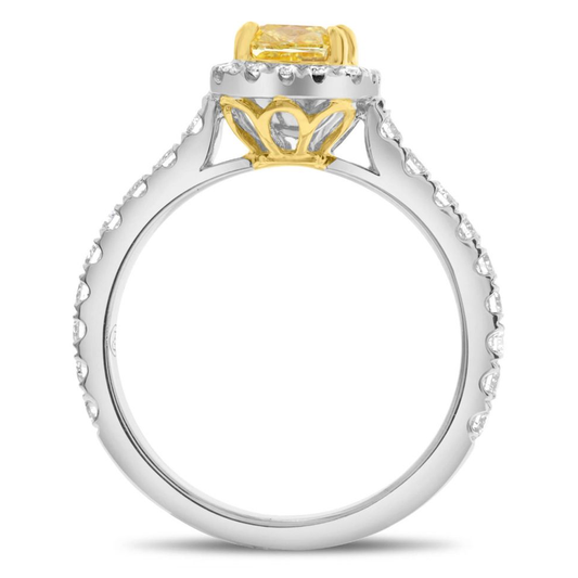 Cushion Fancy Yellow Diamond Ring — view 2