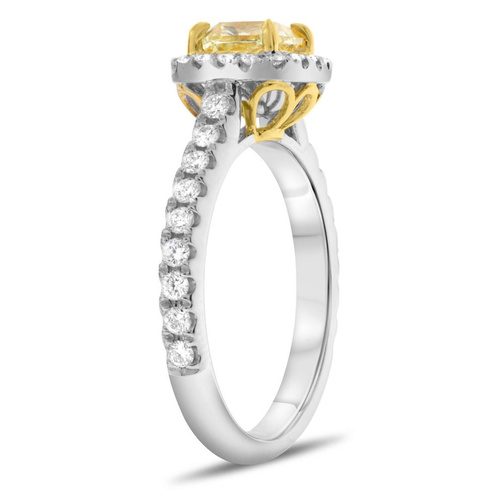 Cushion Fancy Yellow Diamond Ring — view 3