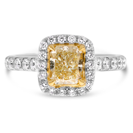 Cushion Fancy Yellow Diamond Ring — view 1