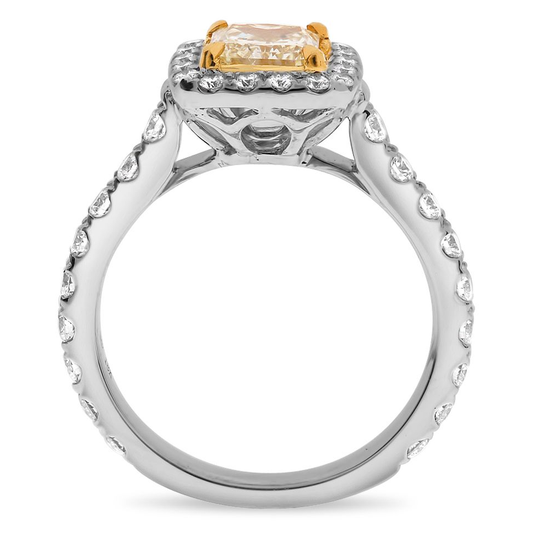 Cushion Fancy Yellow Diamond Ring — view 2
