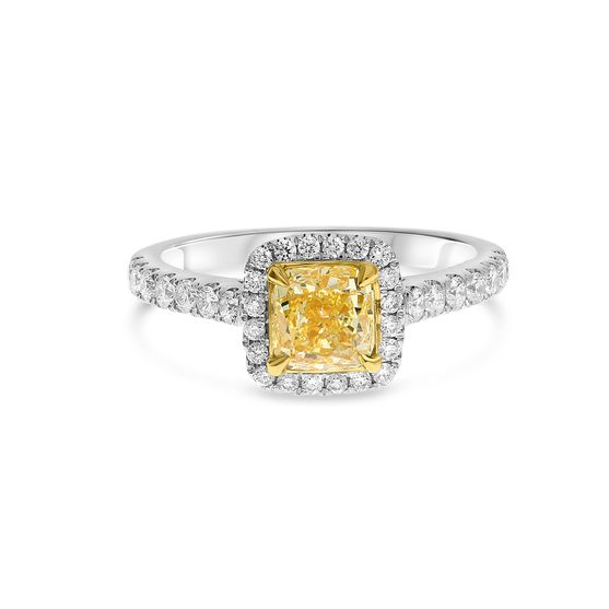 Yellow Diamond Ring with White Diamond Accents — view 1