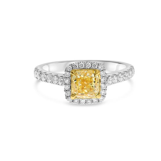 Yellow Diamond Ring with White Diamond Accents — view 1
