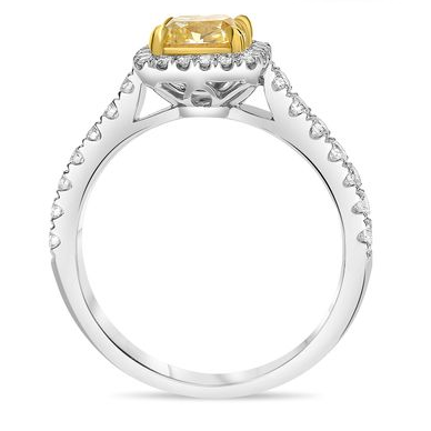 Yellow Diamond Ring with White Diamond Accents — view 2