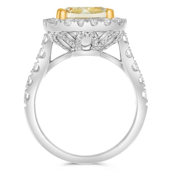5.03ct Halo Cushion Cut Yellow Diamond Ring — view 2