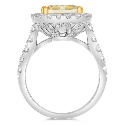 5.03ct Halo Cushion Cut Yellow Diamond Ring — view 2