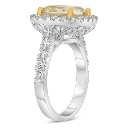 5.03ct Halo Cushion Cut Yellow Diamond Ring — view 3