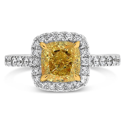 2.51 Yellow Diamond Pavé Ring — view 1
