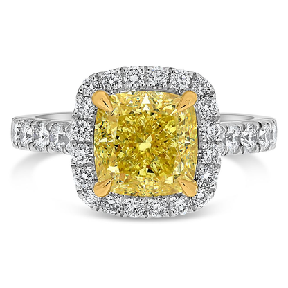 Cushion Fancy Yellow Diamond Ring — view 1