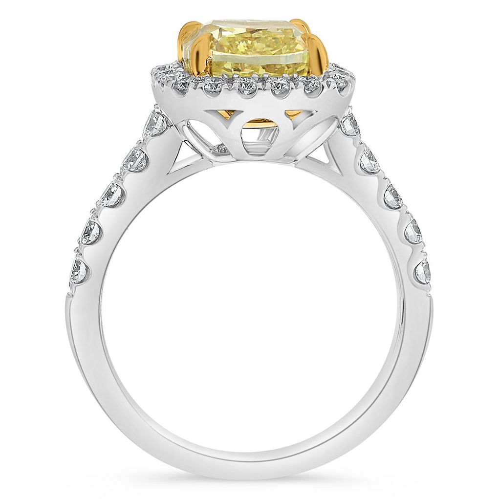 Cushion Fancy Yellow Diamond Ring — view 2