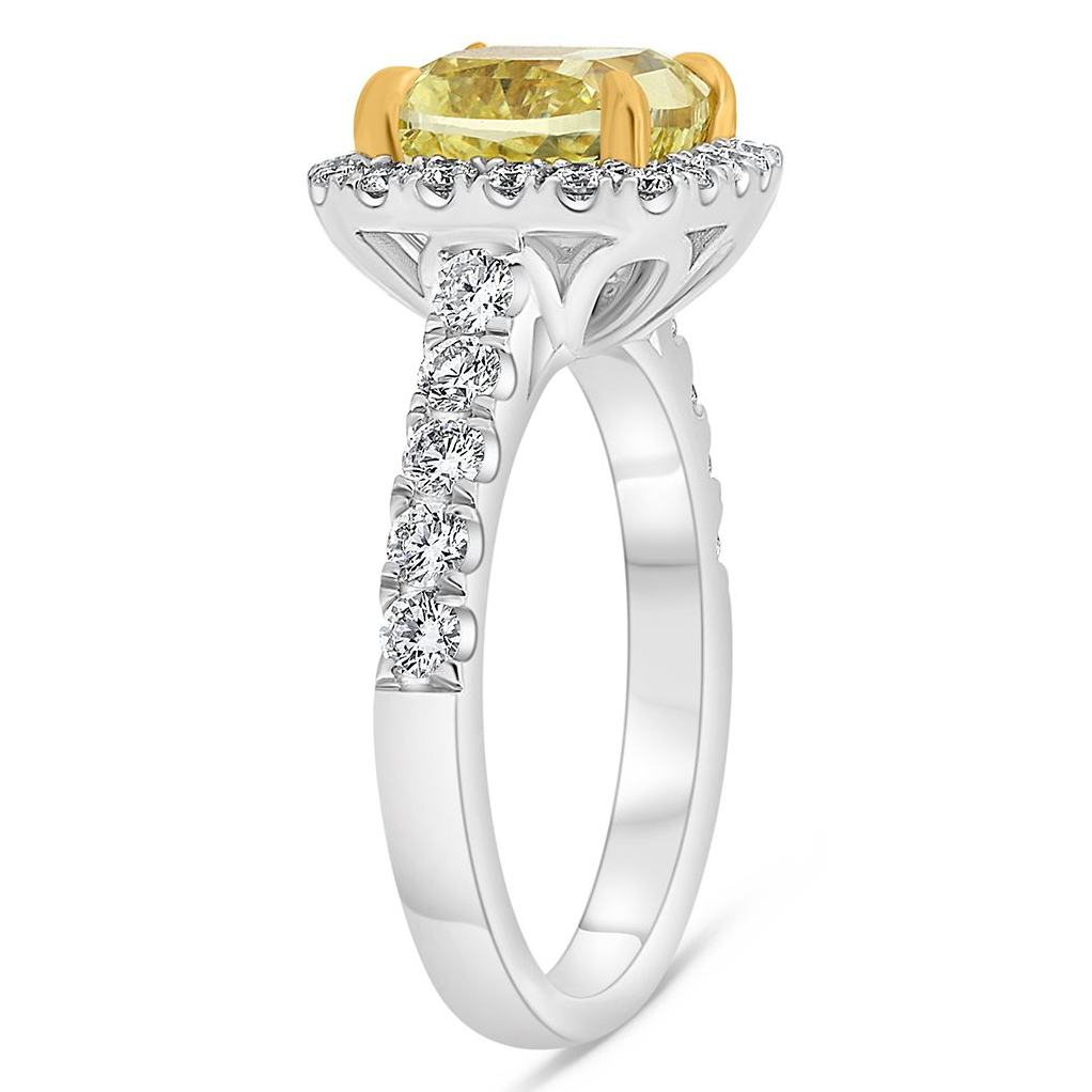 Cushion Fancy Yellow Diamond Ring — view 3