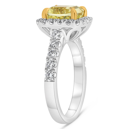 Cushion Fancy Yellow Diamond Ring — view 3