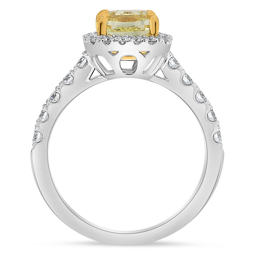 Cushion Fancy Yellow Diamond Ring — view 2
