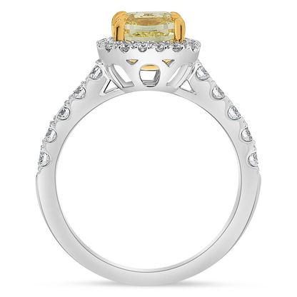Cushion Fancy Yellow Diamond Ring — view 2