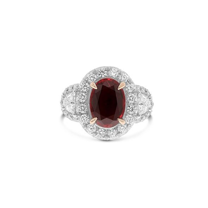 Platinum Ruby and Diamond Ring — view 1