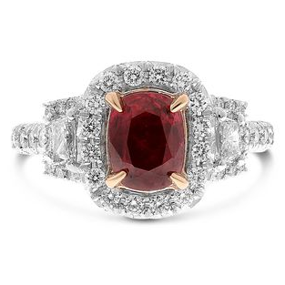 2 Carat Ruby and Diamond Ring in Platinum — view 1