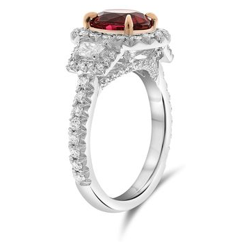 2 Carat Ruby and Diamond Ring in Platinum — view 3