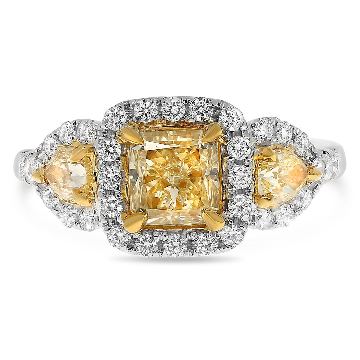 Radiant Fancy Yellow Diamond Ring — view 1