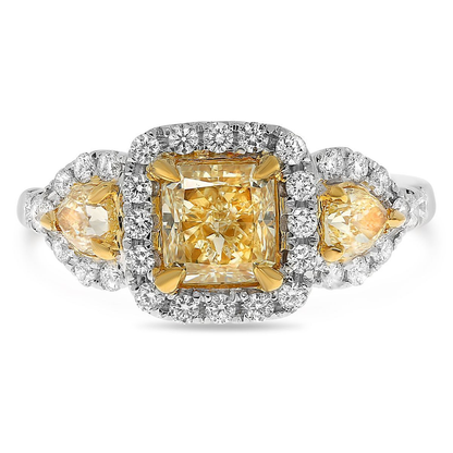 Radiant Fancy Yellow Diamond Ring — view 1