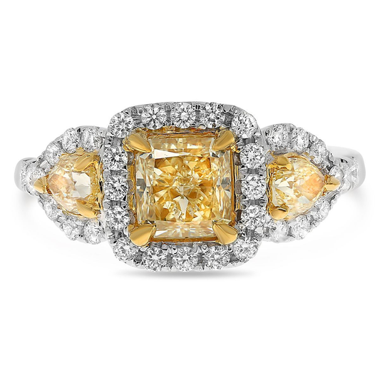 Radiant Fancy Yellow Diamond Ring — view 1