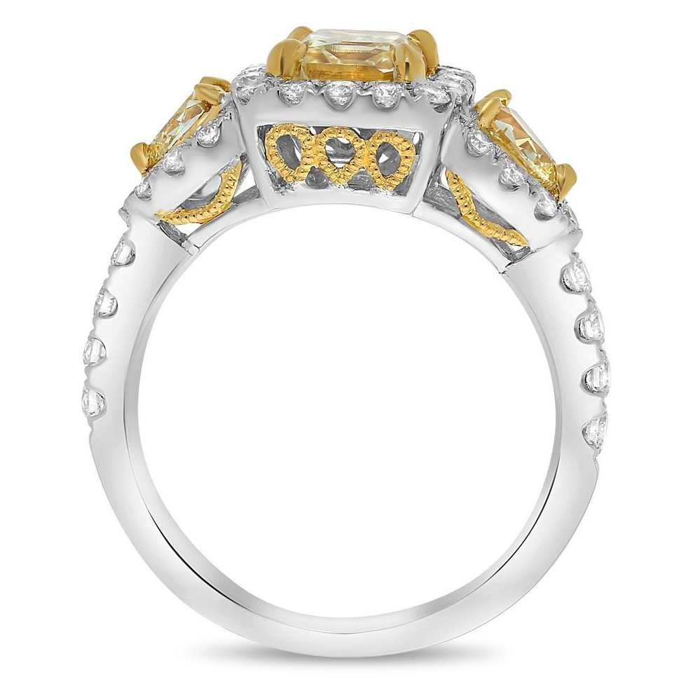 Radiant Fancy Yellow Diamond Ring — view 2