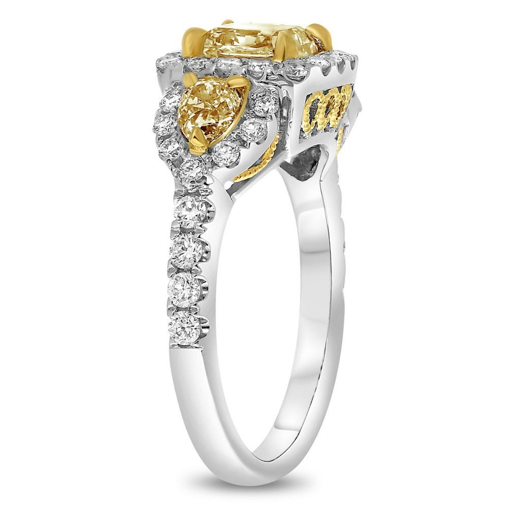 Radiant Fancy Yellow Diamond Ring — view 3