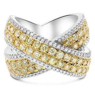 Diamond Crisscross Ring in 18K White and Yellow Gold — view 1