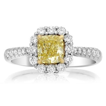 Radiant Fancy Yellow Diamond Ring — view 1
