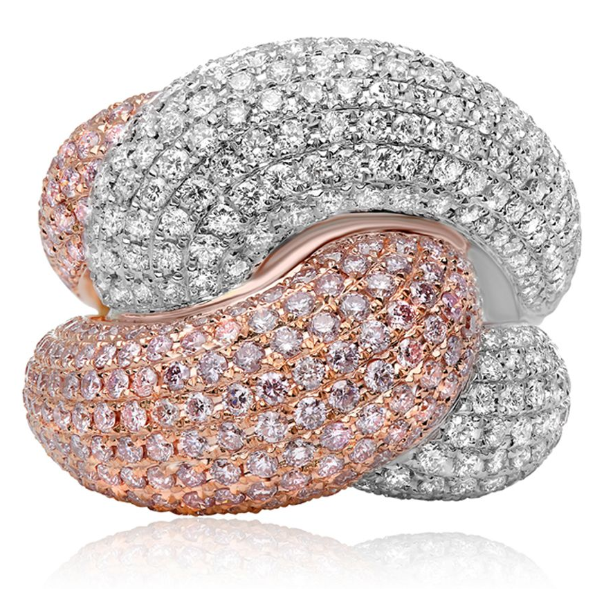 Pink & White Diamond Pave Fashion Ring — view 1