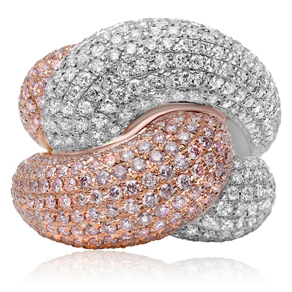 Pink & White Diamond Pave Fashion Ring — view 1