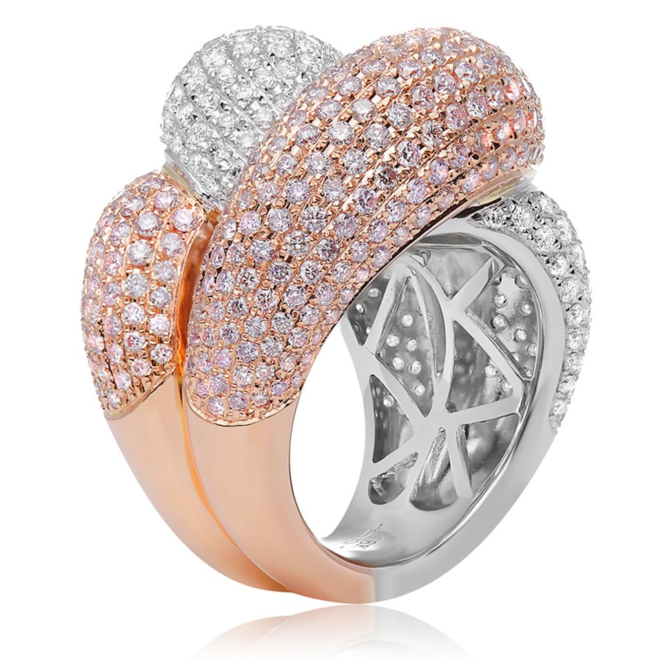Pink & White Diamond Pave Fashion Ring — view 2