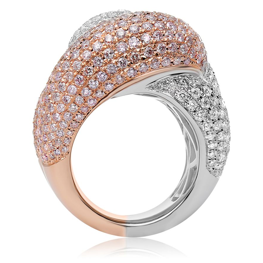 Pink & White Diamond Pave Fashion Ring — view 3
