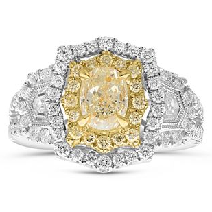 Oval Fancy Yellow Diamond Ring — view 1