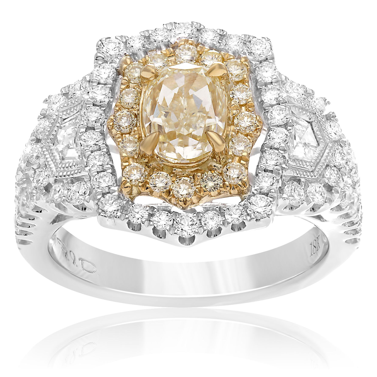 Oval Fancy Yellow Diamond Ring — view 1
