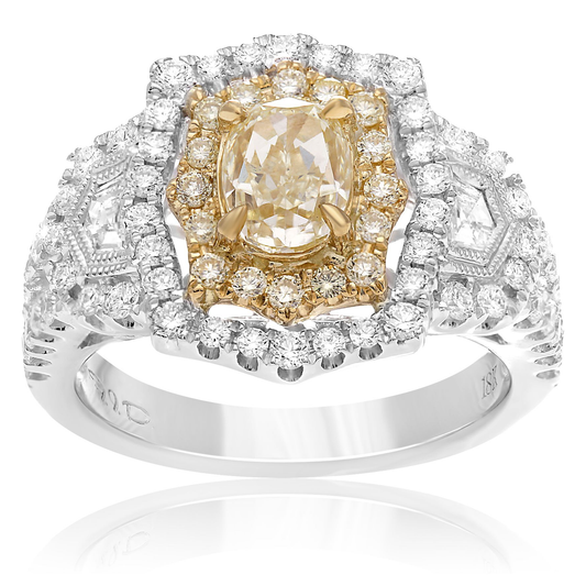 Oval Fancy Yellow Diamond Ring — view 1