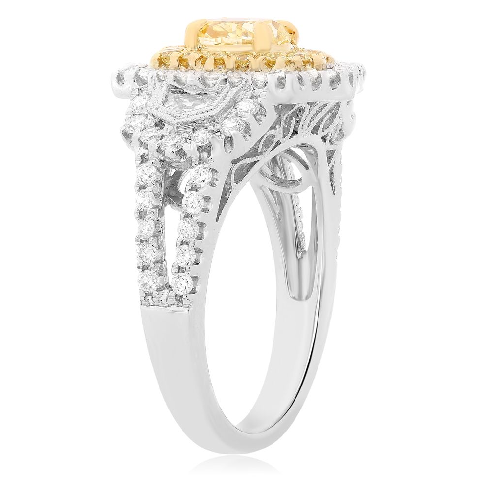 Mixed Cut Yellow Diamond Ring — view 3
