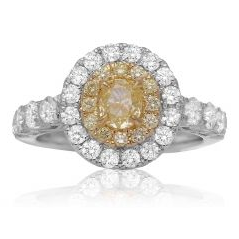 Oval Fancy Yellow Diamond Ring — view 2
